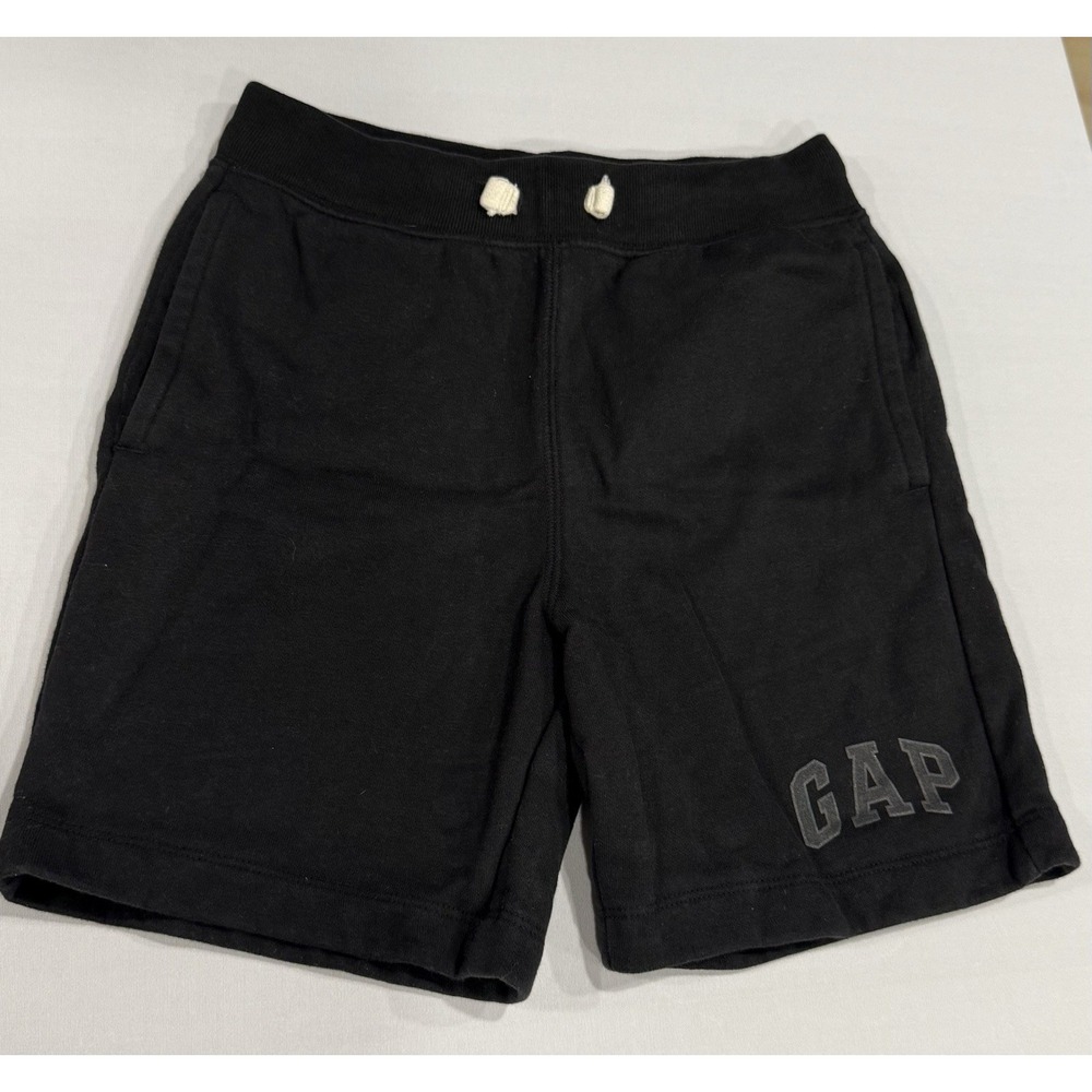 GAP Logo Kids Black Sweat Shorts with Drawstring Size Medium